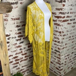 Yellow lace duster/ beachwear/ overlay